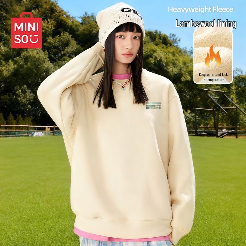

MINISO Men s Vintage Sherpa Fleece Crewneck Sweatshirt 3XL