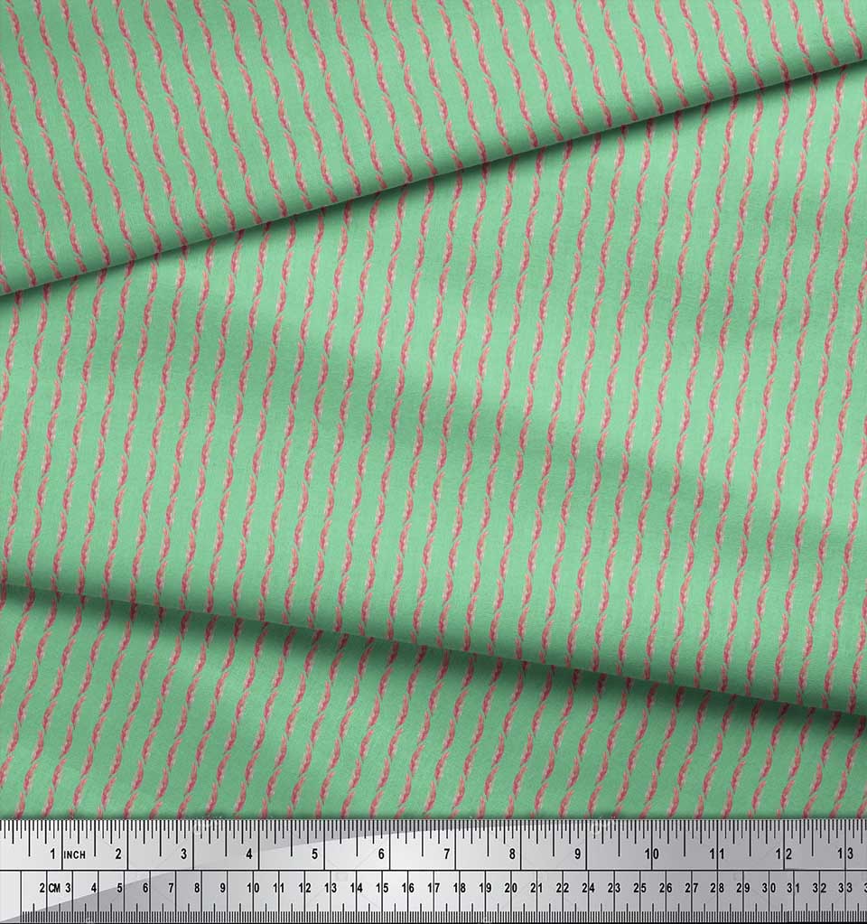 Soimoi Green Poly Crepe Fabric Wheat Leaves Print Fabric by the Metre 42 Inch