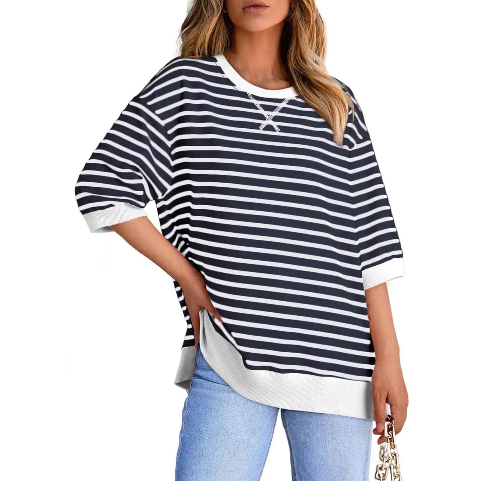 

Женские повседневные свободные рубашки модные топы футболки футболки M чёрный