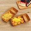 50 Stück Einweg Kraftpapier Lebensmittel Serviertablett Zwei Fächer Snack Pommes Hähnchen Salat Karton Zum Mitnehmen Behälter für Party