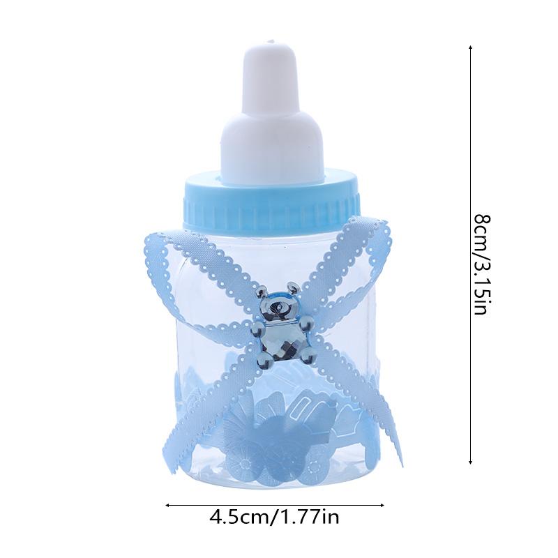 12pcs Baby Bottle Mini Blue Pink White Plastic Candy Boxes Baby Shower Favors Gifts Boys Girls Gender Reveal Party Decorations