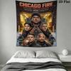 Chicago Fire Wall Tapestry Aesthetic Wall Hanging Printed Fabric Blanket Decorative Tapestries for Bedroom Living Room Home Decor