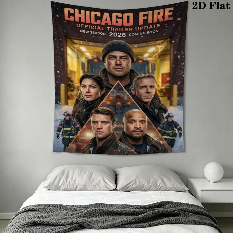 Chicago Fire Wall Tapestry Aesthetic Wall Hanging Printed Fabric Blanket Decorative Tapestries for Bedroom Living Room Home Decor