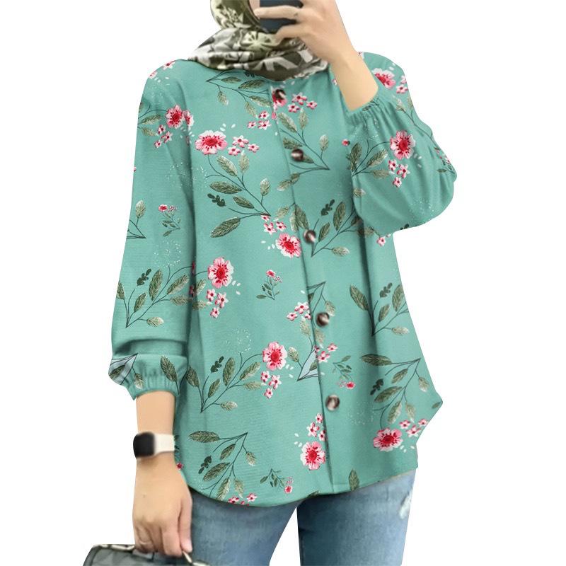 2025 Damen Bluse mit Blumenmuster und Puffärmeln - Mode aus dem Nahen Osten