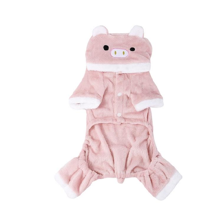 Cosplay Party Dogs Pig Fleece Jumpsuit with Hood Pet Halloween Fleece Sweatshirt L