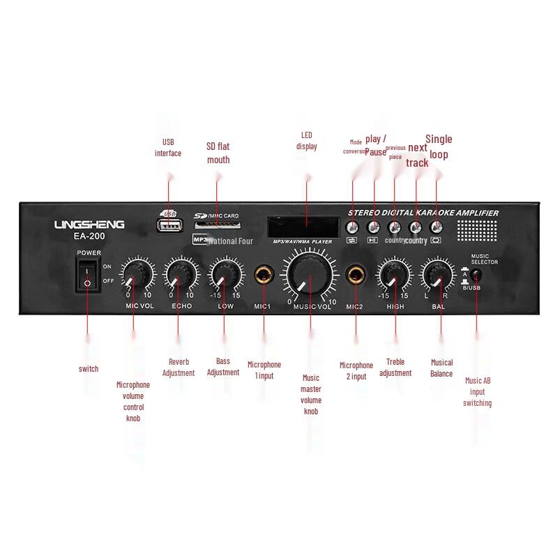 LINGSHENG Home Theater Karaoke System with Integrated Amplifier