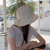 Wide Brim Bow Bucket Hat Solid Color Summer Sun Hat Simple Sunscreen Fisherman Hat  Camping