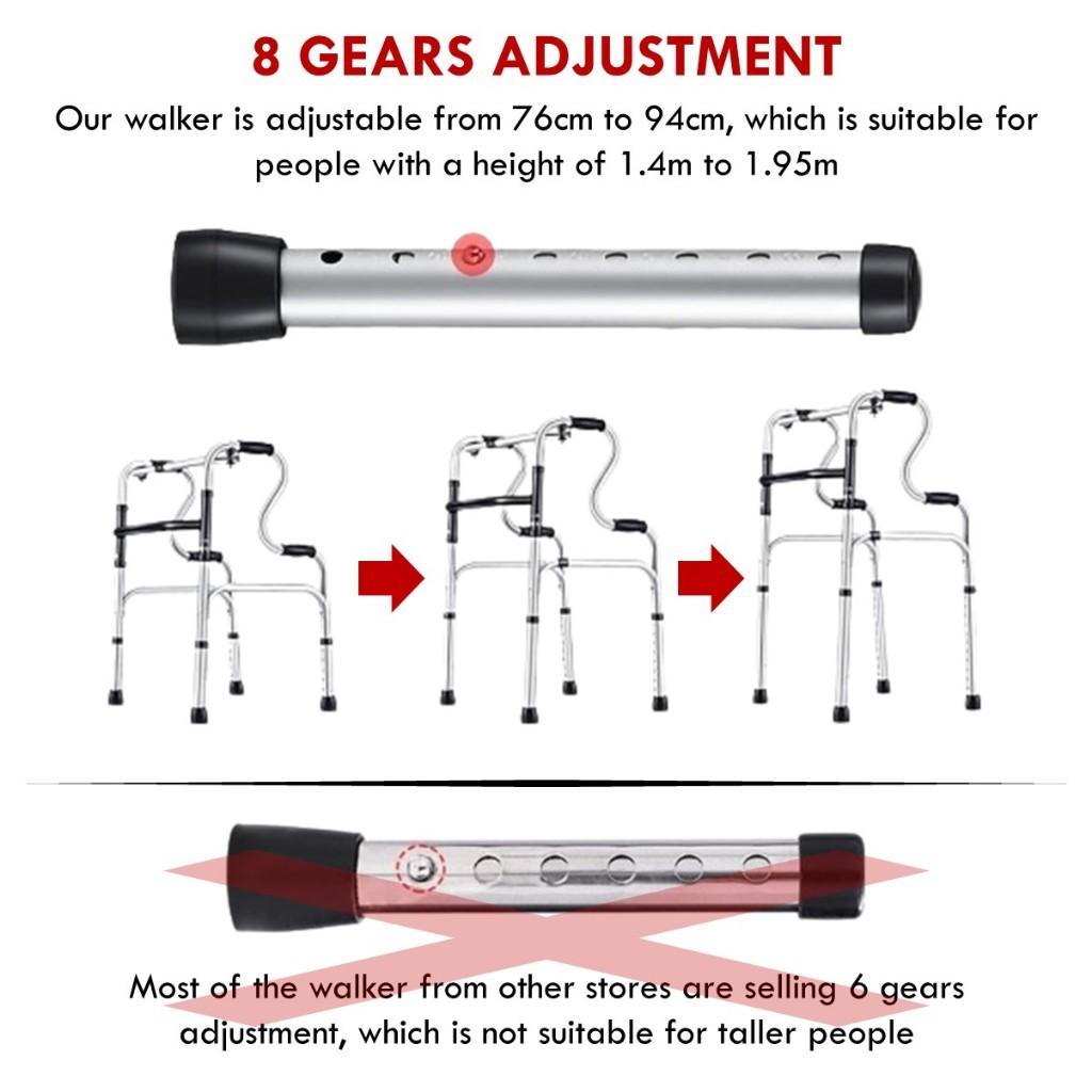 3 in 1 Height Adjustable Walking Frame Foldable Elderly Toilet Support Shower Chair Aluminum Alloy Training Bracket