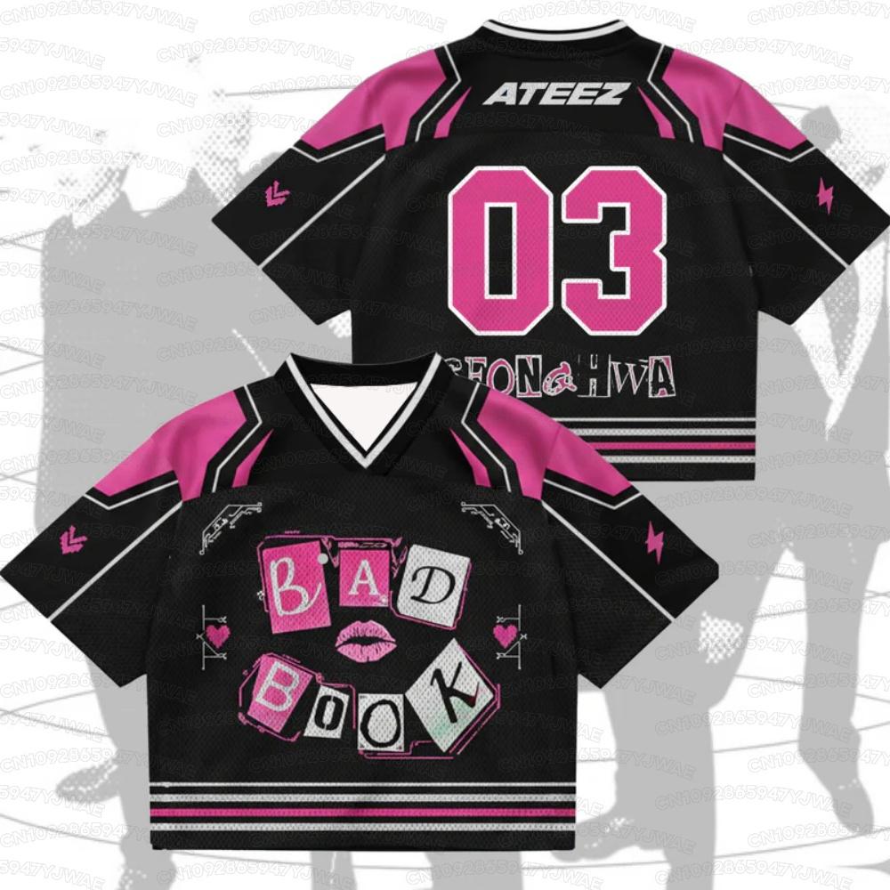 Summer Men's Women's Short Sleeve Jersey Kpop Fans Gift Golden Hour Part 5 ATEEZ Album T-shirt Tops Jsersey