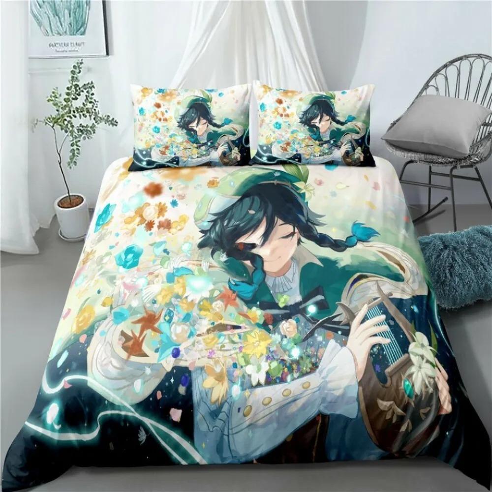 Anime character,Microfibre Bedding Sets,Children's BirthdayGift  with Zip Room Decor Duvet Cover for Teenagers Adult Purple