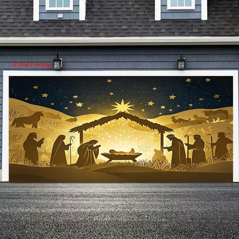 Christmas Nativity 2D Backdrop, Holy Night Jesus Birth Silhouette Photography Background