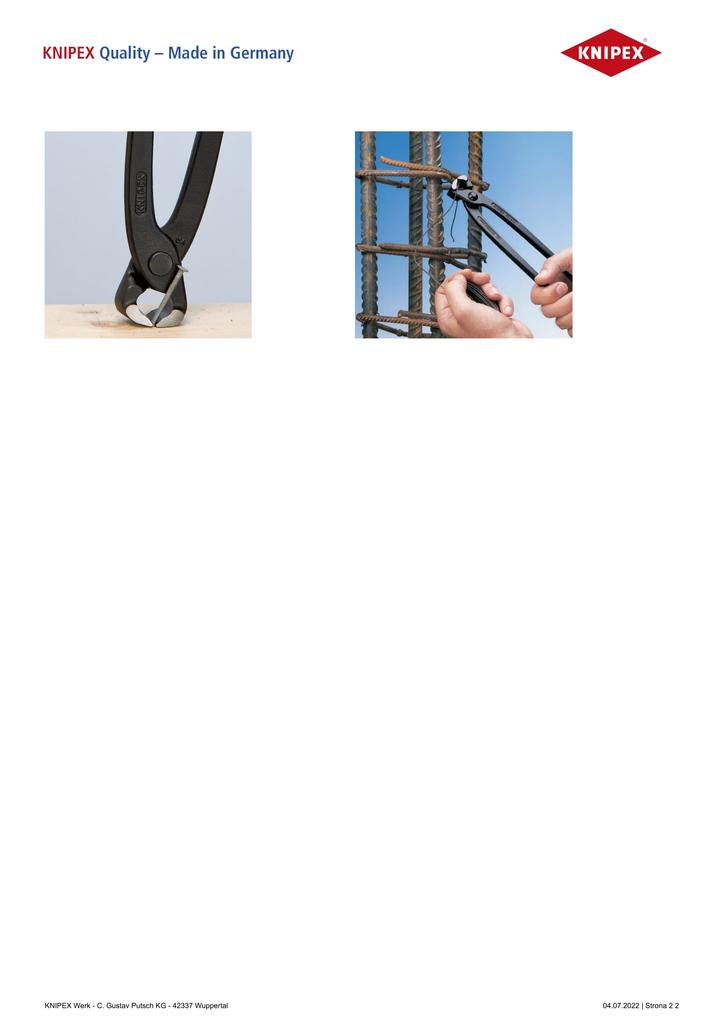 Obcinaczki do drutu zbrojeniowego i splotów 220 mm - Kn 99 00 220