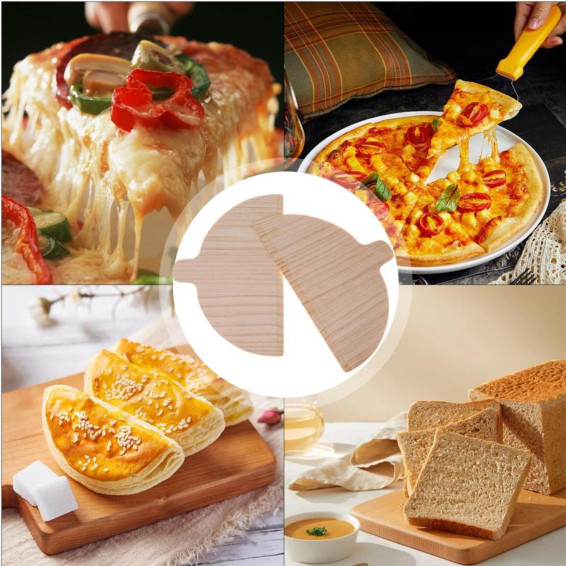 2pcs Wooden Pizza Serving Plate Wooden Pizza Peel Portable Pizza Pan Semi-Circular Pizza Board Set Multifunctional Kitchen Tool