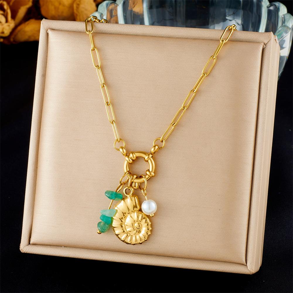 Fashion Ocean Pendant Necklace Gold Starfish Shell Drop Oil Butterfly Multi Element Accessory