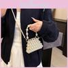 Pearl Mini Handbag For Daily Use Stylish Woven Hollowout Compact Design