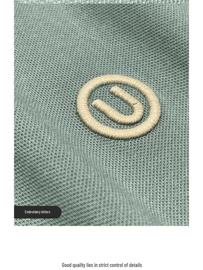 Men's British Style Light Luxury Polo Shirt with Contrasting Color Lapel, Short Sleeves, and Letter Embroidery - Casual Summer Trend.