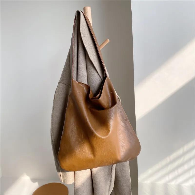 

Yogodlns Vintage Women Tote Bag Large Capacity Shoulder Bag Soft PU Leather Handbag and Purse Designer Lady Armpit Bag Purse sac 38x2x40cm