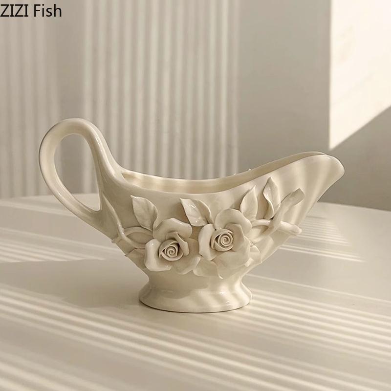 Camellia Flower Relief Ceramic Tissue Box Flower Decorative Paper Towel Case Coffee Table Desktop Tissue Boxes Modern Home Decor
