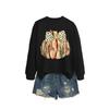 European Fashion Leopard Print Bow Long Sleeve Women's Hoodie