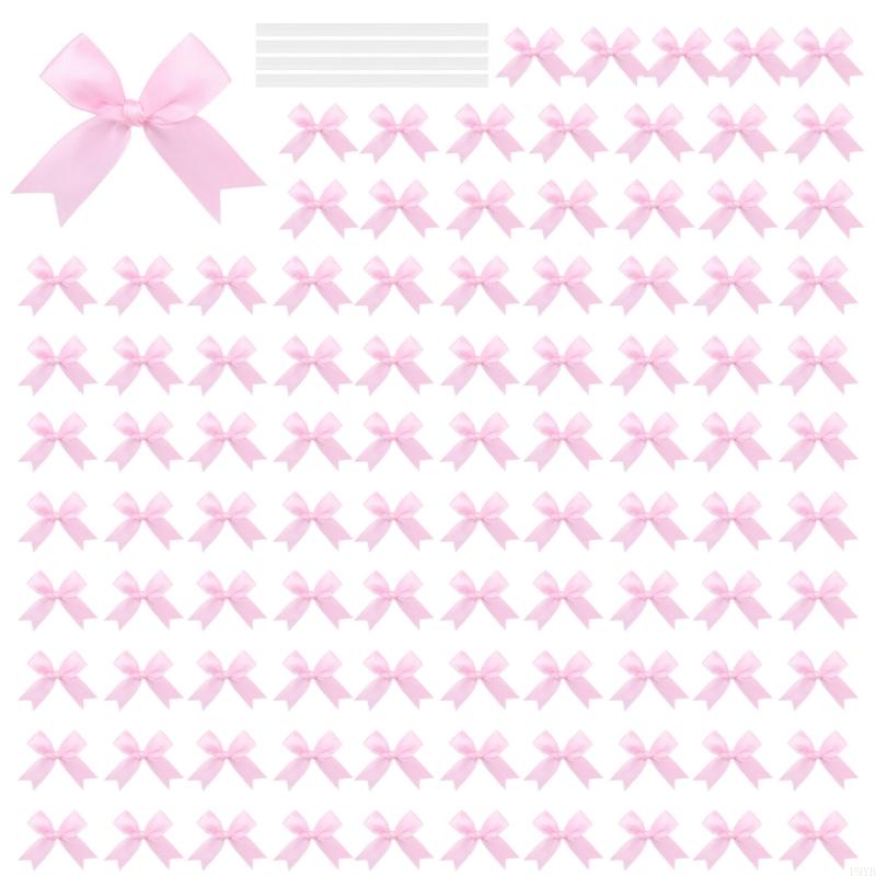 100Pcs Gift Wrapping Ribbon Bowknot 8cm Polyester Fabric Bowknot for Birthday Valentine's Day Wedding Gift Packaging P9YB