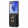 Samsung Z Flip 7 FE Leather Ring Wallet Case with Card Holder and Stand