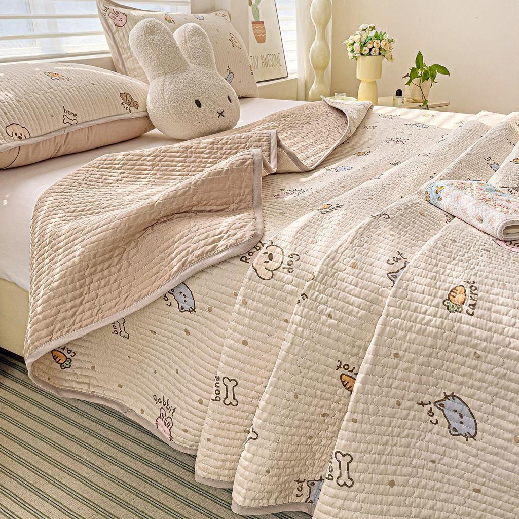 Jednolůžková přehoz na postel Tatami třídy A pro všechna roční období - Přední strana s potiskem ze 100% bavlny, Zadní strana z prané bavlny