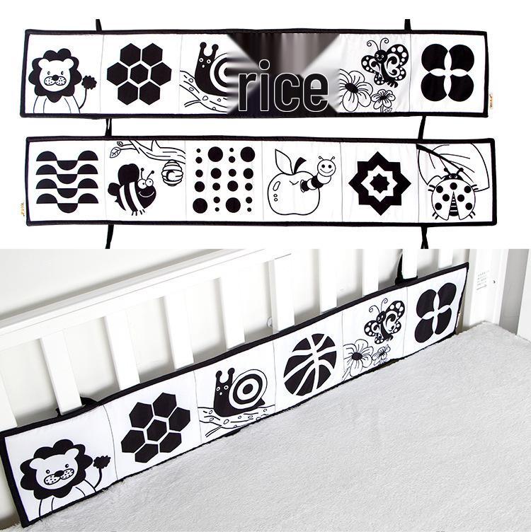 Schwarz-Weiß Babybett-Nestchen Stoffbuch: Cartoon Tierdesign, Beißring, Anti-Kick, Hängendes Säuglingszubehör