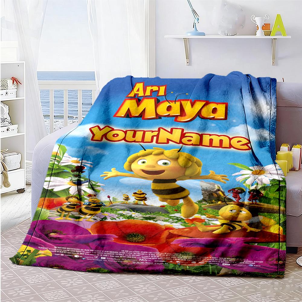 Biene Maja Personalisierbare Decke Gemütliche Personalisierbare Decke Weich Warm Gemütlich Großartig für Heimdekoration Bettwäsche Picknicks Wohnzimmer für Alle Anlässe