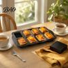 Durable Carbon Steel Bakeware for Home 8-Cavity Mini Loaf Baking Pan Set with 200Pcs Parchment Liners, Precut Unbleached Paper Nonstick Rectangle