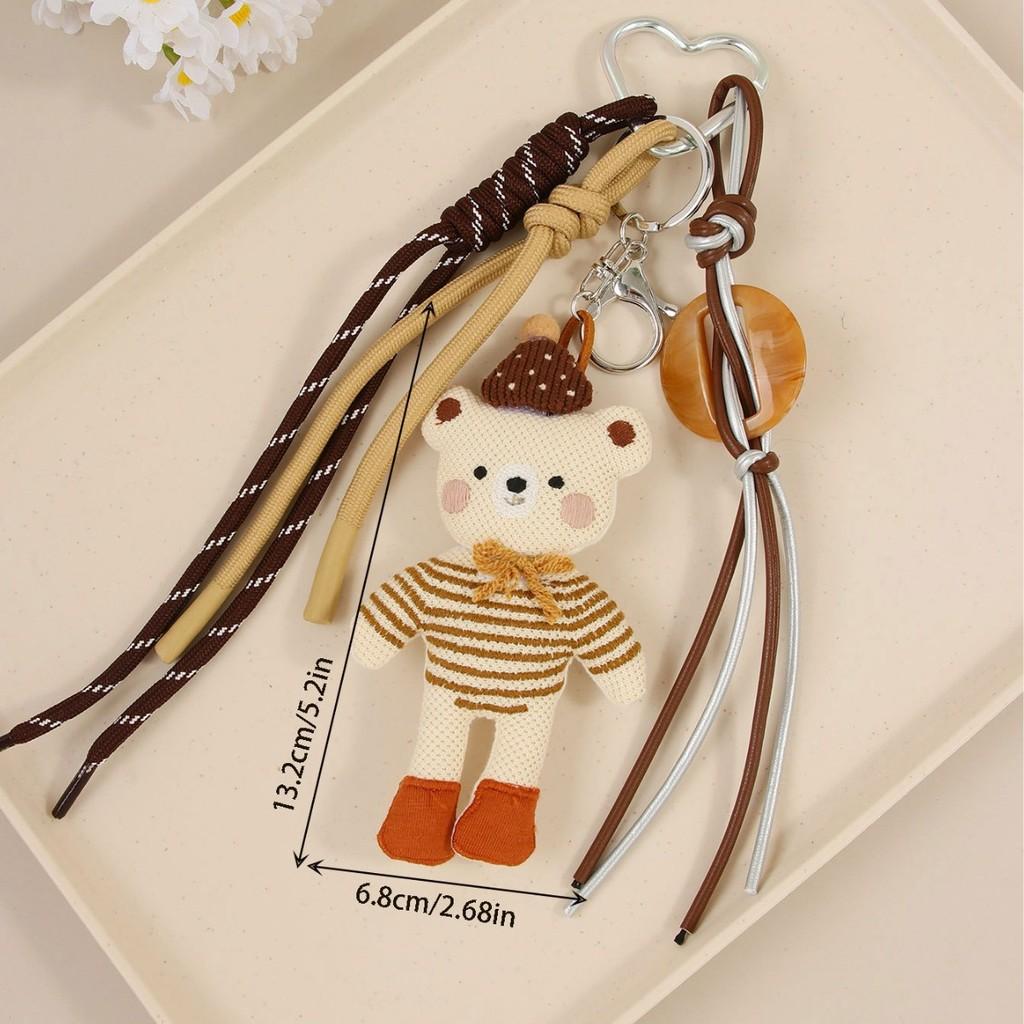 Cute Cartoon Bear Keychain With Mixed Material For Bag And Key Accessory