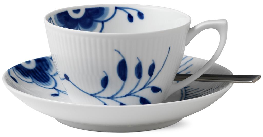 [Authentic Import] Royal Copenhagen Blue Fluted Mega Cup & Saucer 280ml 1017335 White - Wedding Gift