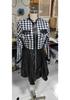 Herbst/Winter Mode PU-Leder Patchwork Taillenbetonendes Kleid