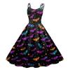 Women's Halloween Print Sexy Off-The-Shoulder Punk Vintage Dress