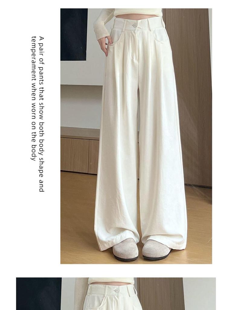 Damen High Waist Blaue Milch Puff Hose - Sommer 2026 Schlankmachende Weiter Bein mit Eis-Drapierung