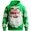 2026 Christmas Men's Funny Santa Claus 3D Cartoon Hooded Hoodie Fashion Daily Crew Neck Home Party Gift Drawstring Fall Winter