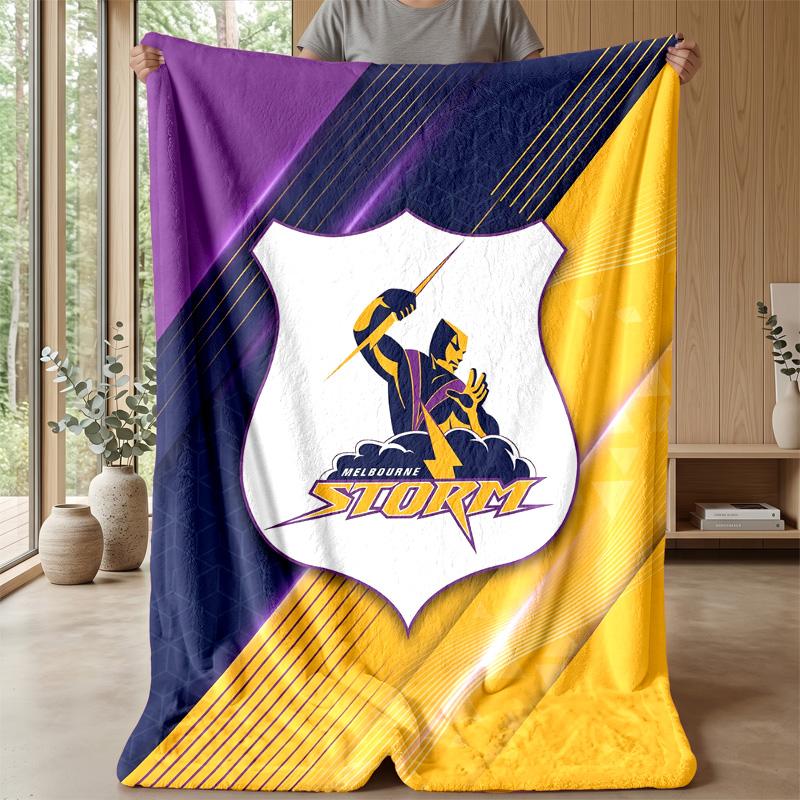 Melbourne Storm Flannel Fleece Blanket Cozy Warm Throw Blanket For Couch Bed Travel All Season Use
