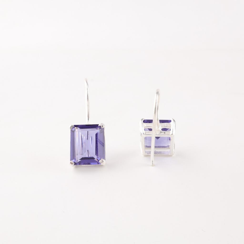 Natural Iolite Gemstone 925 Sterling Silver Jewelry Handmade Earrings 1.06" Gift EE-167-6