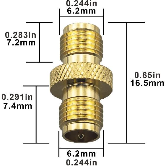 Boobrie 2-Pack Upgraded SMA Female to RP-SMA Female Adapter DC-18GHz VSWR ≤1.15 RF Coaxial Gold-Plated Adadper for FPV Drone Signal Booster
