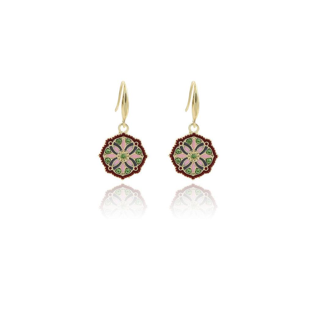 Monet's Garden Vintage Style Geometric Diamond Earrings: Luxurious Chinese-Inspired Design