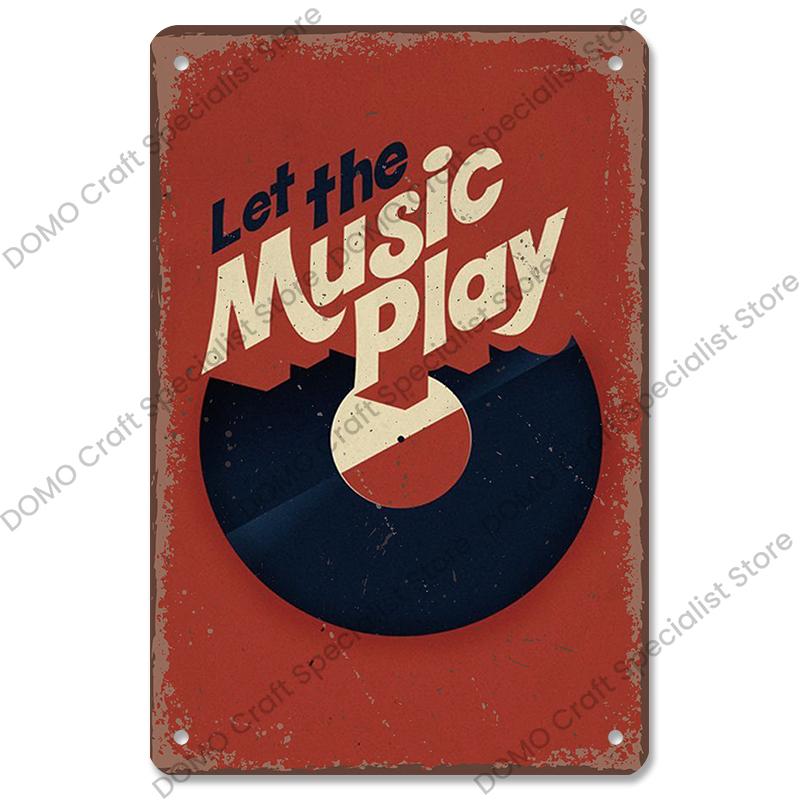 Retro Music Poster Metal Tin Signs Music CD Radio Guitar Singer Vintage Metal Plate Wall Decor Music Party Bar Club Living Room