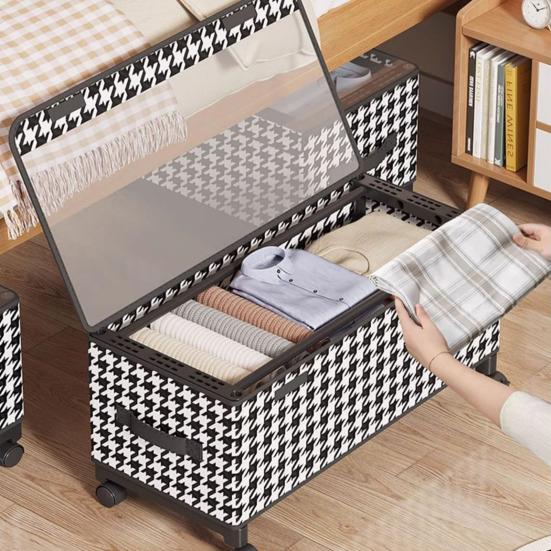 Under Bed Storage Bin with Wheels Dust-Proof Under Bed Organizer with Transparent Lid Rolling