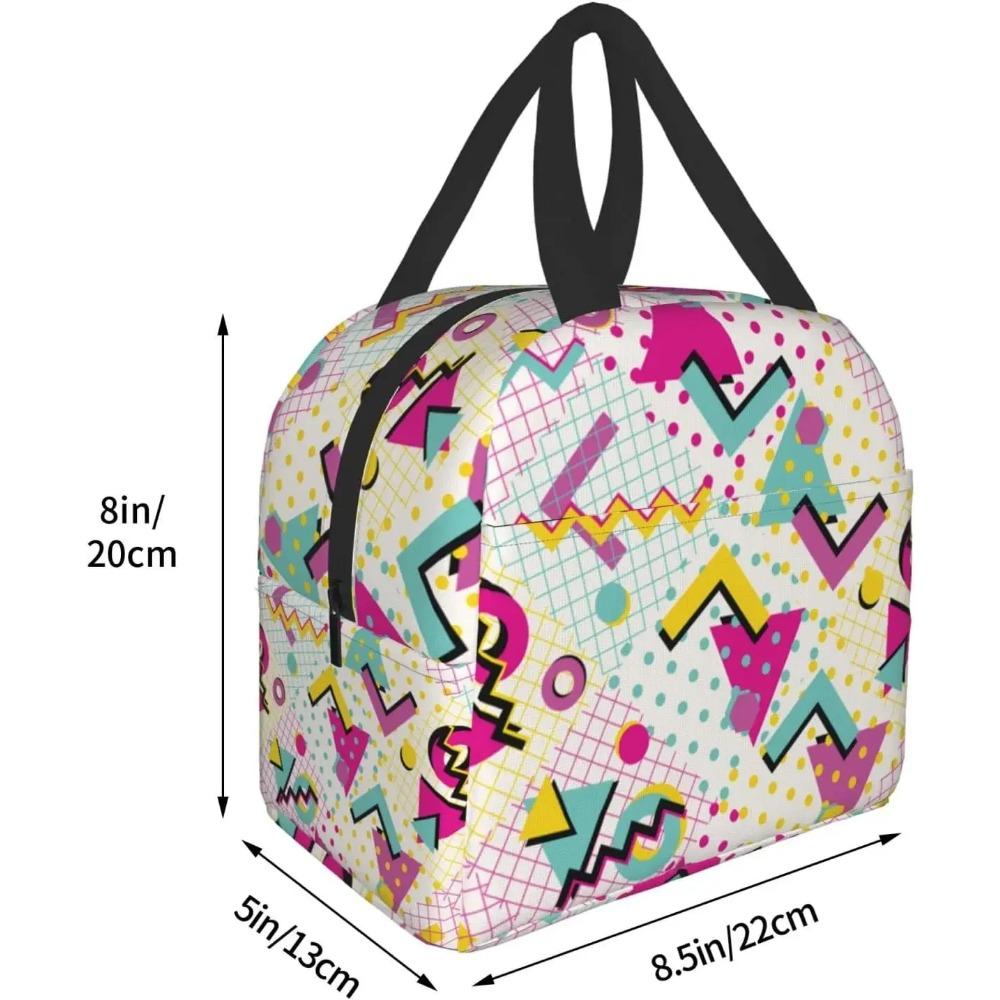 Colorful Abstract 80s Style Portable Lunch Bag For Women Men Insulated Cooler Tote Bag Reusable Lunch Box For Travel Picnic Work