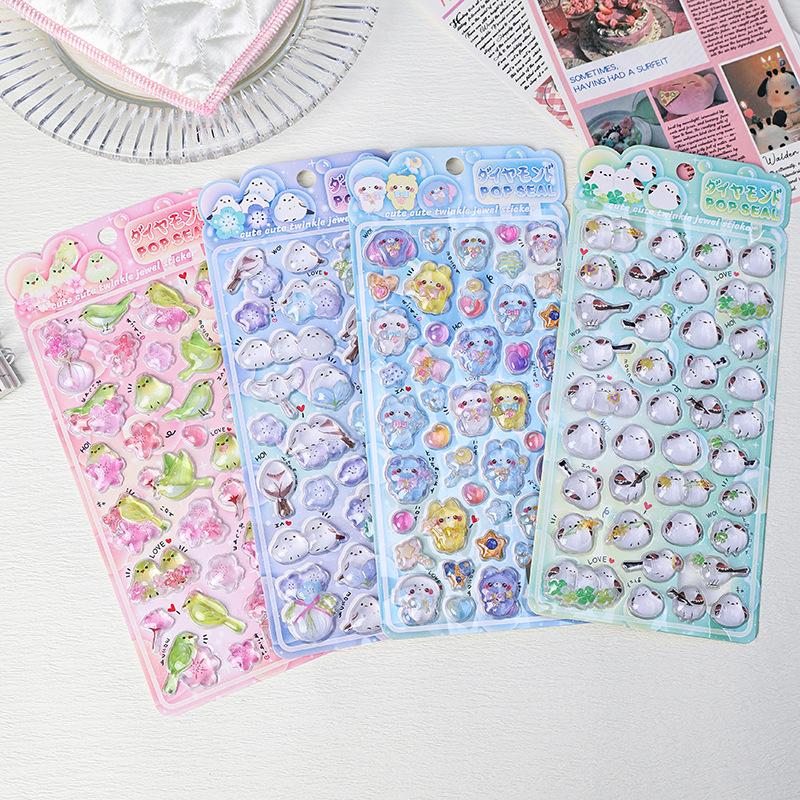 

Cute Cartoon Bird Stickers 3D Relief Crystal Sticker Laptop Phone Case Scrapbooking Decals DIY Stationery Decoration Lovely Gift 1Pcs