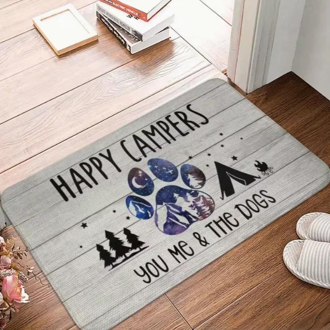 Exquisite Cartoon Car Happy Camper Door Mat Easy To Clean Suitable for Decorative Door Mats At Indoor Outdoor Room Entrances