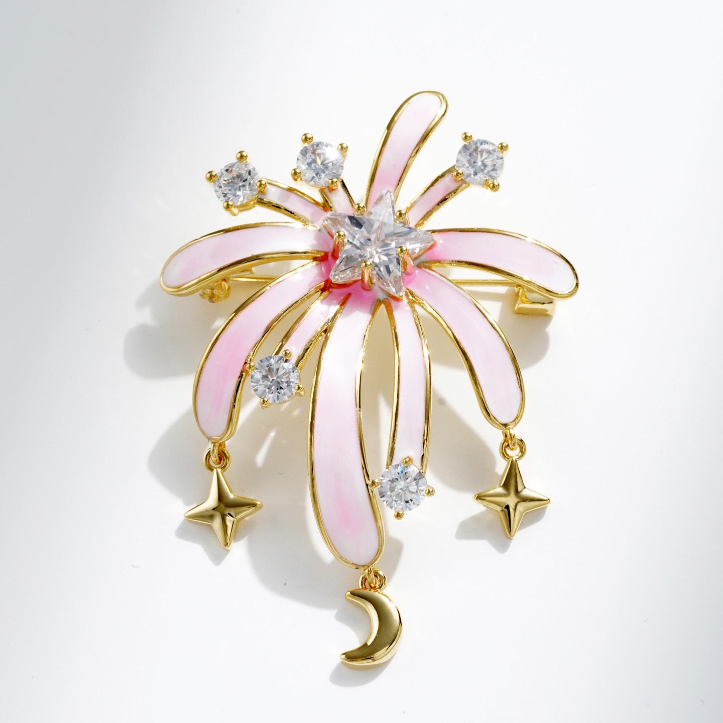 Bo Xin Yun Luxe Copper Zirconia Enamel Firework Brooch for Women