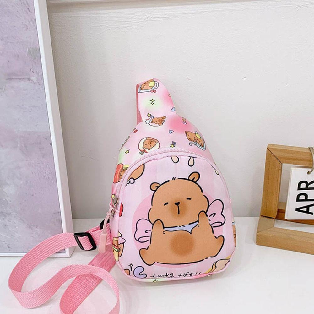 Large Capcity Capybara Chest Bag Portable Kids Crossbody Bag Cartoon Cartoon Shoulder Bag Children