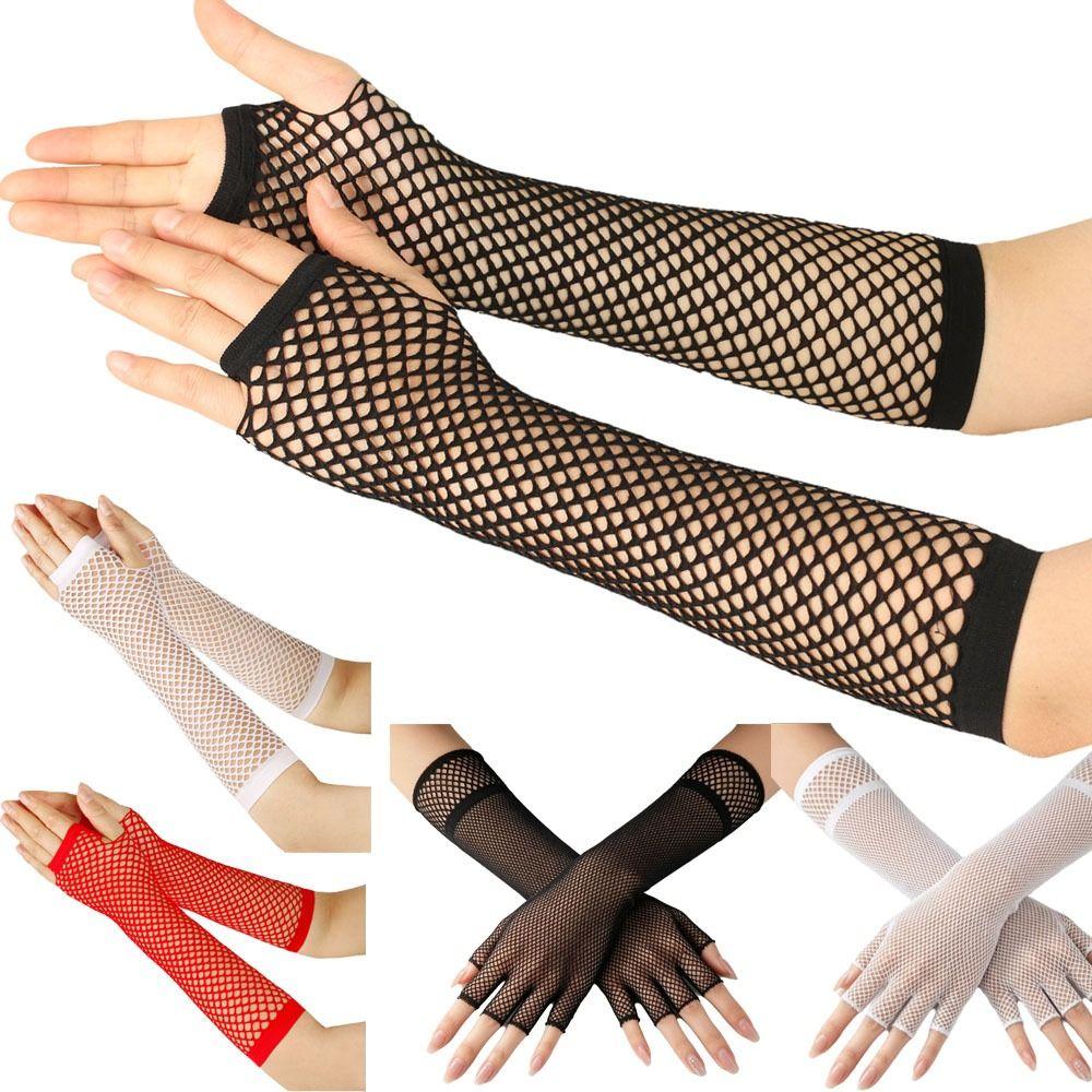 Stretch Fingerless Gloves Half Finger Girl's Long Gloves Arm Warmer Gloves Nightclub Party