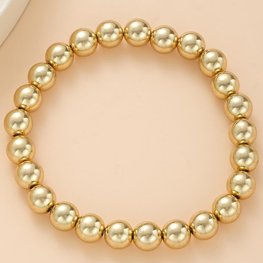 17KM 4 Pcs Punk Gold Color Beaded Jewelry Set for Women Fashion Hip Hop Beaded Chain Clavicle Necklace Ring Earring Bracelet Set