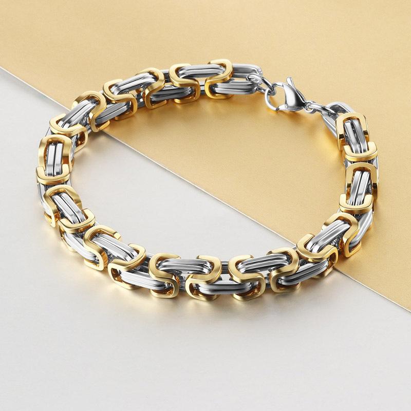 8mm Herenarmband - Duurzame 304 Roestvrij Staal Boxketting, 18K Goudkleurig Gecoat, Hip Hop Stijl, Geschikt voor Casual Outfits