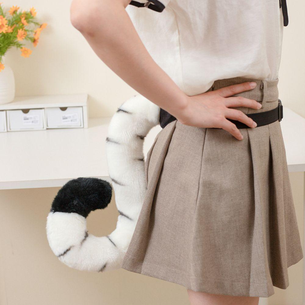 Fluffy Simulated Tiger Tail Soft Padded Hand Warmers Charm Animal Stuffed Toys For Halloween